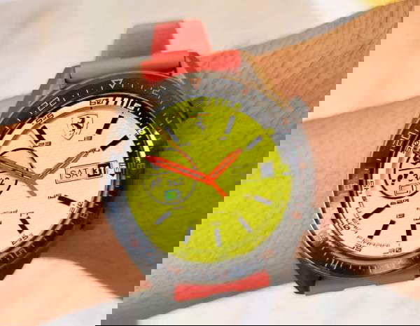 Ferrari yellow speed edition watch face