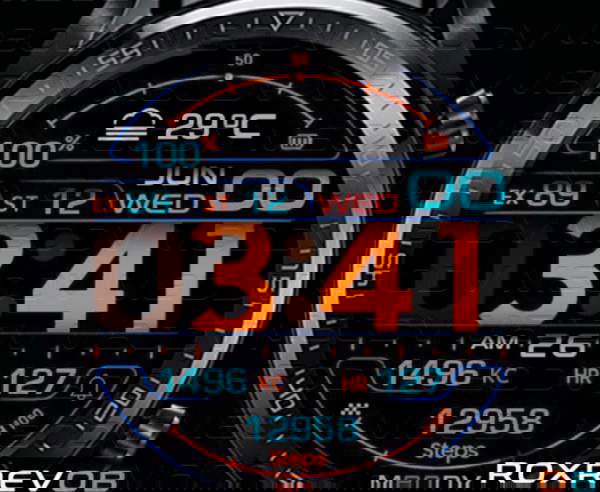 Orange dial digital watch face