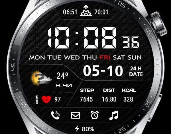 Pitch black HQ digital watch face theme