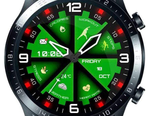 Unique green hybrid watch face theme