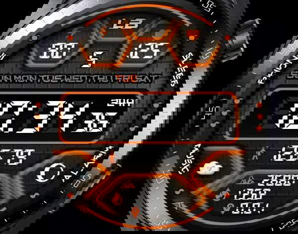 Orange grey digital watch face theme
