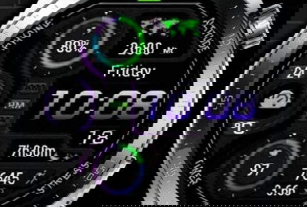 Purple green high quality digital watch face theme